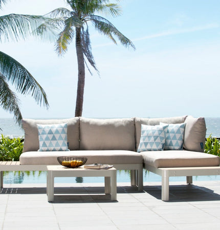 Portals Teak and Aluminum Modular Sofa 3pc Set