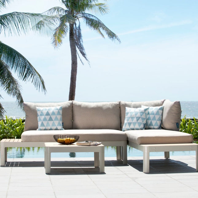 Portals Teak and Aluminum Modular Sofa 3pc Set