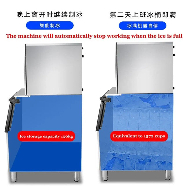 Commercial Ice Cube Maker | 200–500 KG/24H Electric Stainless Steel - | Patioza
