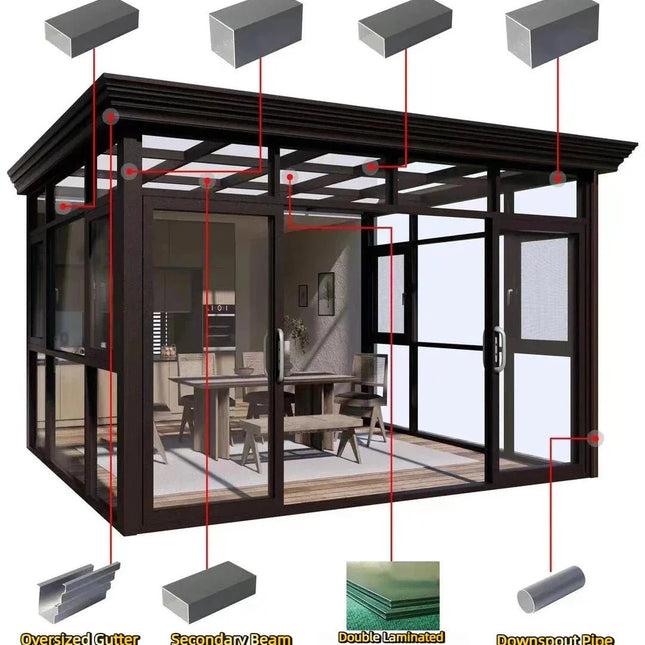 Aluminum Sunroom | Windproof Thermally Insulated Glass Garden Room - | Patioza