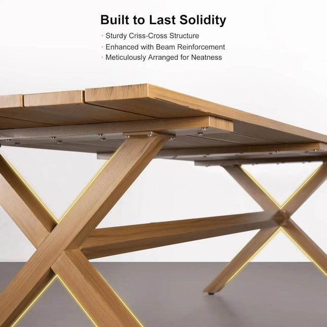 11 Pieces Patio Dining Set with Teak - Finish Aluminum Frame - Patio Furniture | Patioza