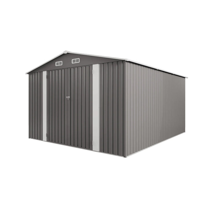 10x12 FT Metal Outdoor Storage Shed | Double Door, Two Windows - | Patioza