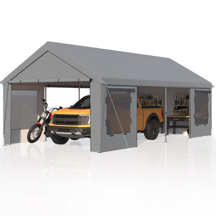 Heavy Duty Carport 12'x24' | Roll-Up Windows & Removable Sidewalls - | Patioza