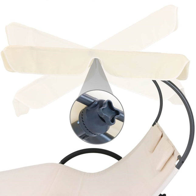 2 Person Off White Outdoor Patio Chaise Lounger Chair Canopy Bed with Pillows - Patio Furniture | Patioza