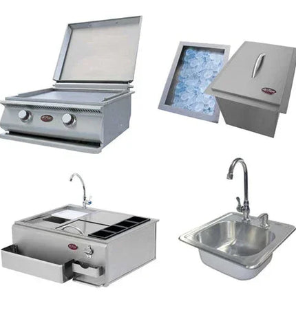 Cal Flame Laguna Q Platinum Series 3-Piece BBQ Island - GPV-3100