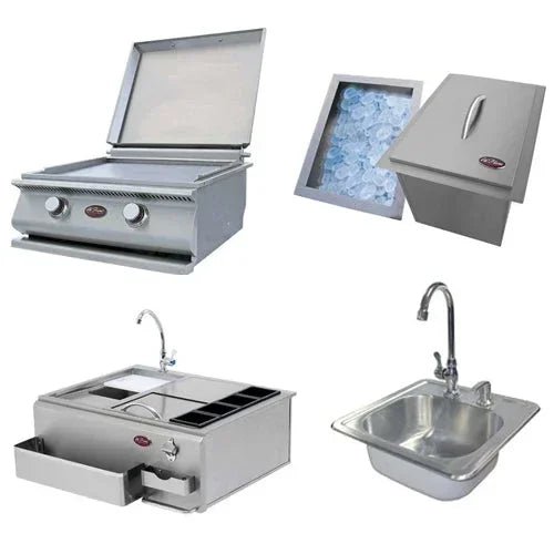Cal Flame Laguna Q Platinum Series 3-Piece BBQ Island - GPV-3100 - Outdoor Grill | Patioza