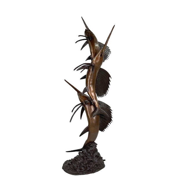 Swimming Sailfish Trio Fountain Bronze Statue - Bronze Fountain Statue | Patioza