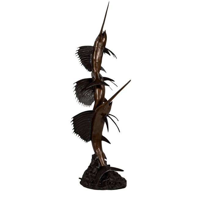 Swimming Sailfish Trio Fountain Bronze Statue - Bronze Fountain Statue | Patioza