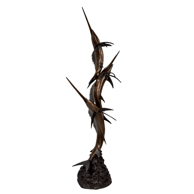 Swimming Sailfish Trio Fountain Bronze Statue - Bronze Fountain Statue | Patioza