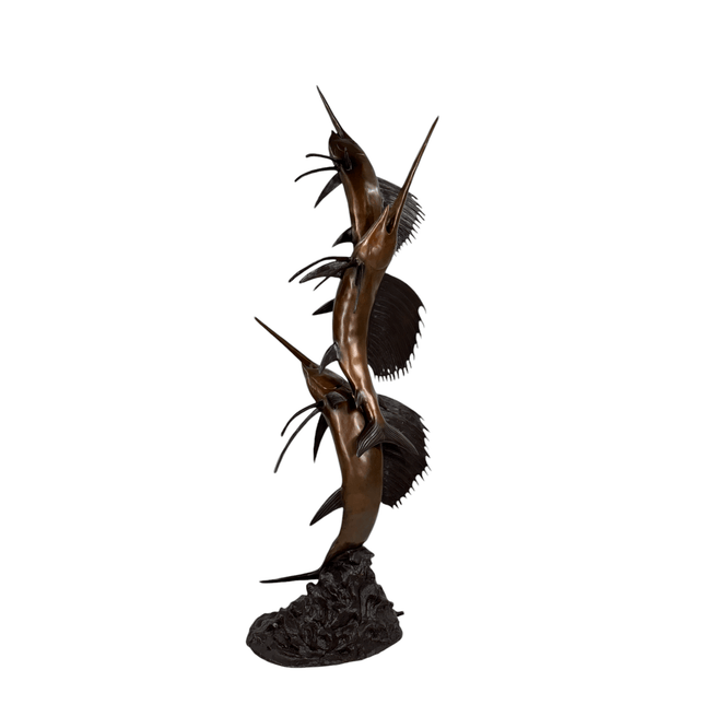 Swimming Sailfish Trio Fountain Bronze Statue - Bronze Fountain Statue | Patioza