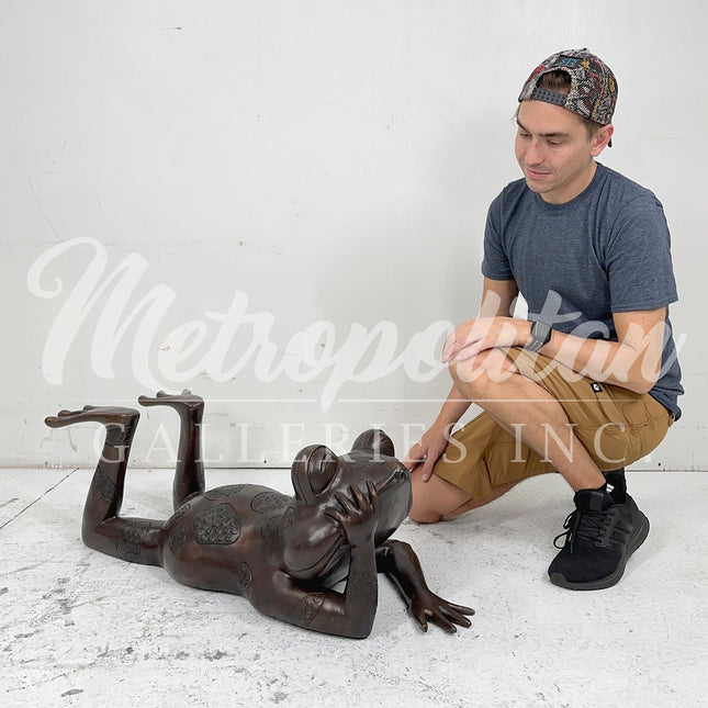Thinking Frog Bronze Fountain Statue - Bronze Statue | Patioza