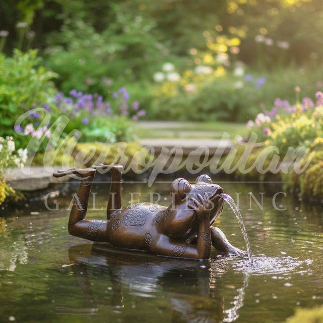 Thinking Frog Bronze Fountain Statue - Bronze Statue | Patioza