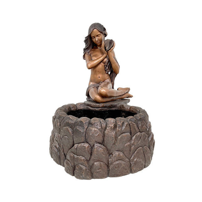 Girl holding Shell Fountain Bronze Statue - Bronze Fountain Statue | Patioza