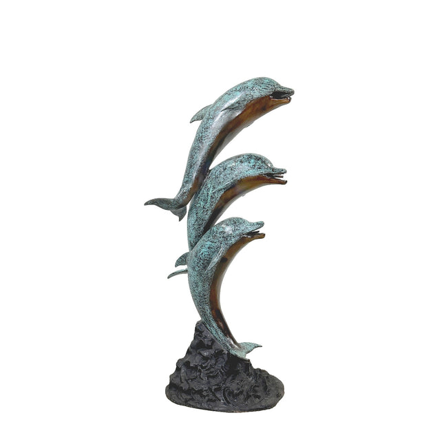 Jumping Dolphin Trio Fountain Bronze Statue - Bronze Statue | Patioza