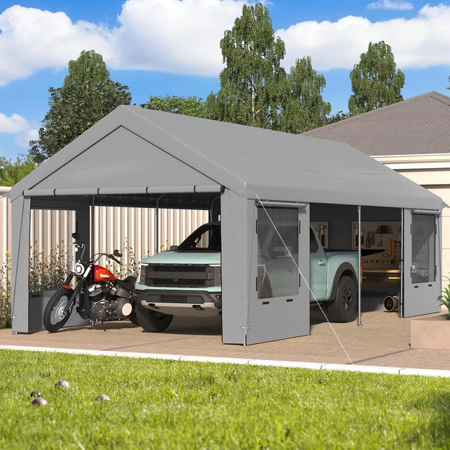 Heavy Duty Carport 12'x24' | Roll-Up Windows & Removable Sidewalls - | Patioza