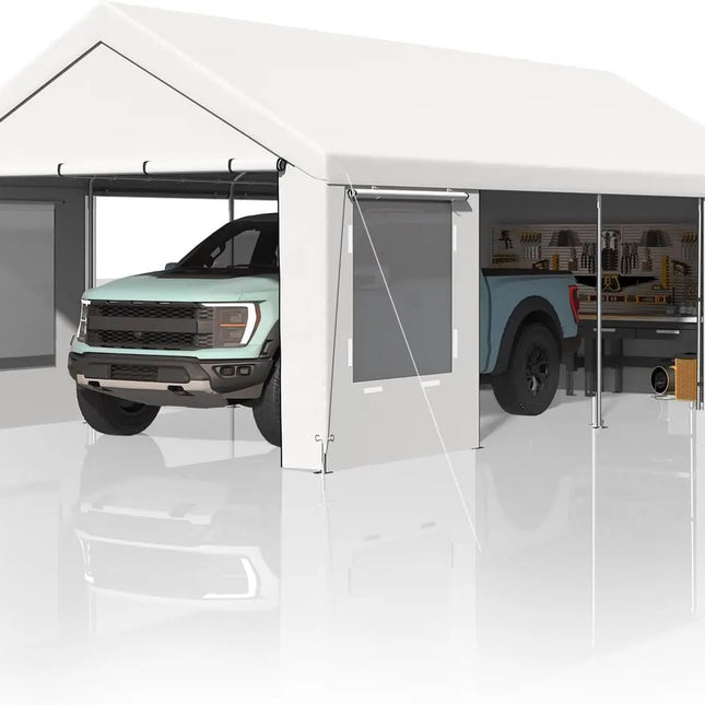 Heavy Duty Carport 12'x24' | Roll-Up Windows & Removable Sidewalls - | Patioza