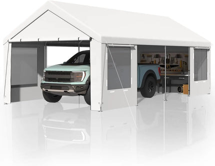 Heavy Duty Carport 12'x24' | Roll-Up Windows & Removable Sidewalls - | Patioza