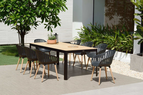 Portals Dark 9 Piece Carver Rectangular Dining Set - | Patioza