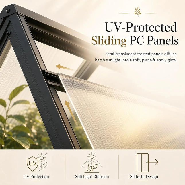 6x8 FT Aluminum Polycarbonate Greenhouse | Walk-In with Locking Door - | Patioza