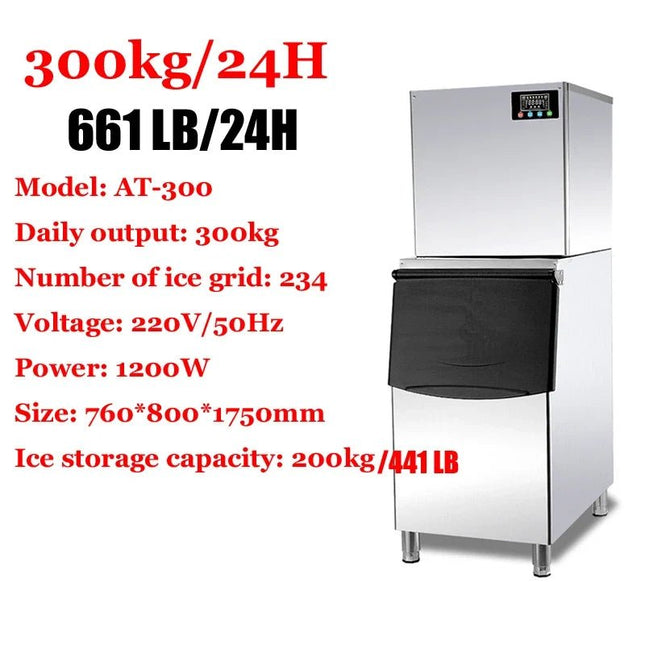 Commercial Ice Cube Maker | 200–500 KG/24H Electric Stainless Steel - | Patioza