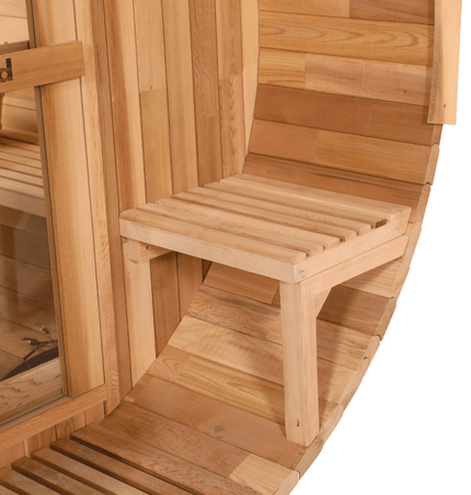 Blisspod, Prague, Canadian Red Cedar Outdoor Steam Barell Sauna, 2 - 4 / 4 - 6 persons with Full Glass Back & 2 front Porch seats - Saunas | Patioza