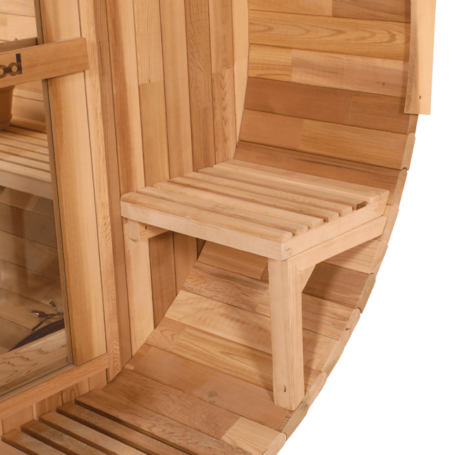 Blisspod, Prague, Canadian Red Cedar Outdoor Steam Barell Sauna, 2 - 4 / 4 - 6 persons with Full Glass Back & 2 front Porch seats - Saunas | Patioza