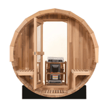 Blisspod, Prague, Canadian Red Cedar Outdoor Steam Barell Sauna, 2 - 4 / 4 - 6 persons with Full Glass Back & 2 front Porch seats - Saunas | Patioza