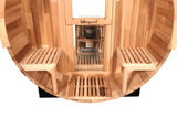 Blisspod, Prague, Canadian Red Cedar Outdoor Steam Barell Sauna, 2 - 4 / 4 - 6 persons with Full Glass Back & 2 front Porch seats - Saunas | Patioza