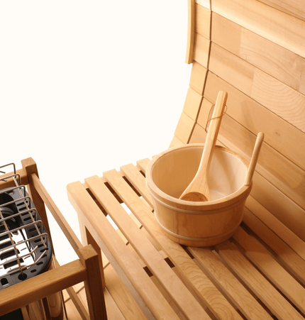 Blisspod, Prague, Canadian Red Cedar Outdoor Steam Barell Sauna, 2 - 4 / 4 - 6 persons with Full Glass Back & 2 front Porch seats - Saunas | Patioza