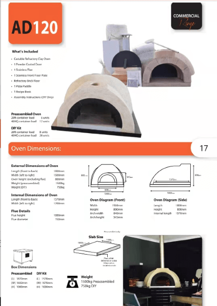 Do It Yourself (DIY) AD120 (71D x 60W x 32H) - Wood Fired Oven | Patioza