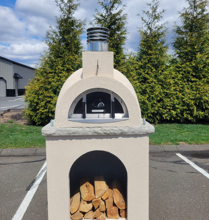 Traditional Wood Fired Brick Pizza Oven - Sierra Dune with Matching Base - Traditional Wood Fired Brick Oven | Patioza