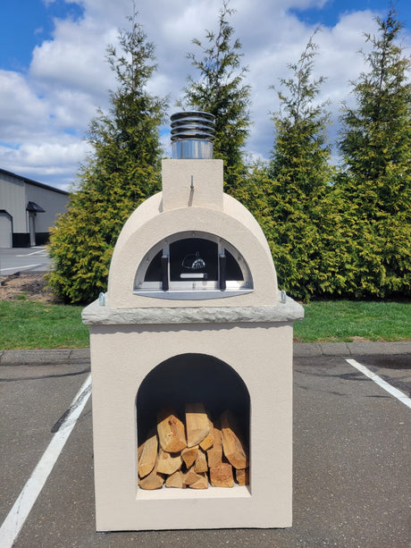 Traditional Wood Fired Brick Pizza Oven - Sierra Dune with Matching Base - Traditional Wood Fired Brick Oven | Patioza