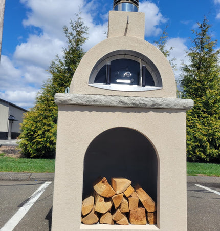 Traditional Wood Fired Brick Pizza Oven - Sierra Dune with Matching Base - Traditional Wood Fired Brick Oven | Patioza