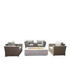 Dark Brown / 4 Pc. Sofa, 2 Chairs, Fire Pit