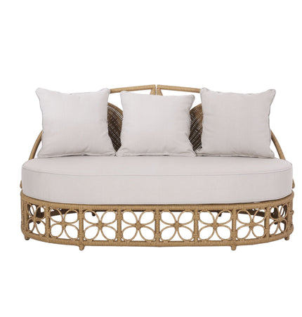 Outdoor Wicker Daybed With Pillows - Light Brown / Beige - Daybeds | Patioza