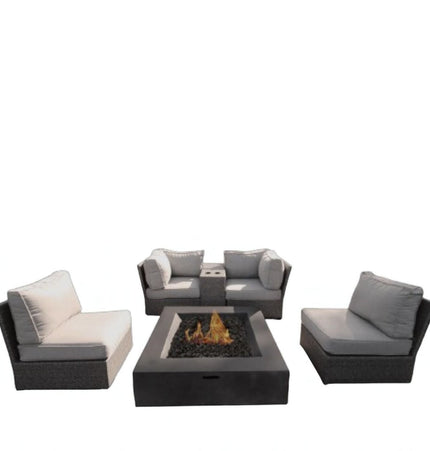 Patio Conversation Set & Cushions, Seats 4 - Gray Mix - 4 Piece Outdoor Sets | Patioza