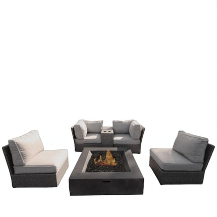 Patio Conversation Set & Cushions, Seats 4 - Gray Mix - 4 Piece Outdoor Sets | Patioza