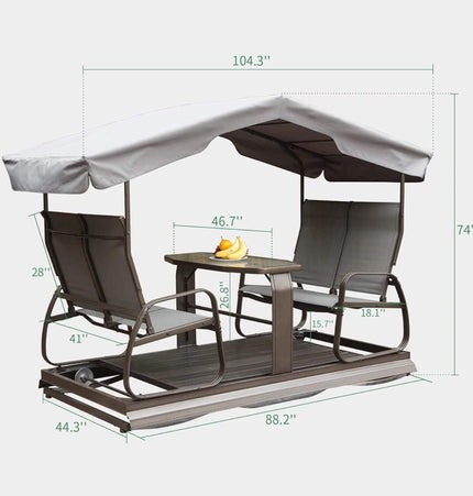 Alora 4 - Seat Outdoor Aluminum Patio Swing Glider Bench With Canopy (SAK41726) - Outdoor Furniture Sets | Patioza