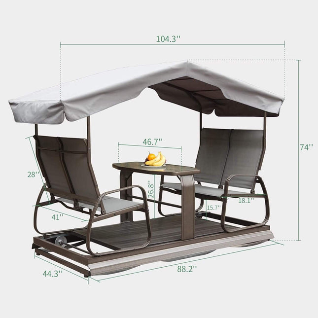 Alora 4 - Seat Outdoor Aluminum Patio Swing Glider Bench With Canopy (SAK41726) - Outdoor Furniture Sets | Patioza