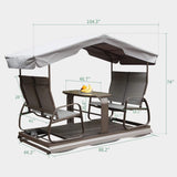 Alora 4 - Seat Outdoor Aluminum Patio Swing Glider Bench With Canopy (SAK41726) - Outdoor Furniture Sets | Patioza