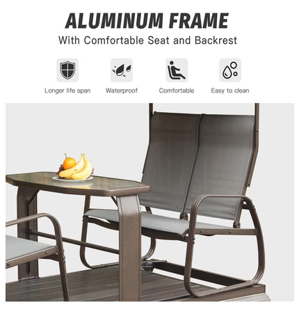 Alora 4 - Seat Outdoor Aluminum Patio Swing Glider Bench With Canopy (SAK41726) - Outdoor Furniture Sets | Patioza