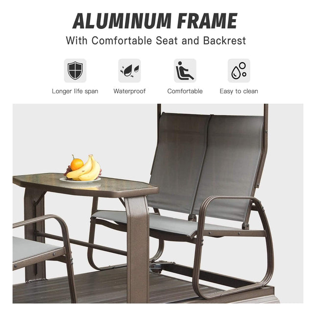 Alora 4 - Seat Outdoor Aluminum Patio Swing Glider Bench With Canopy (SAK41726) - Outdoor Furniture Sets | Patioza