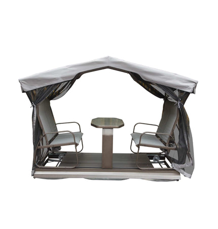 Alora 4 - Seat Outdoor Aluminum Patio Swing Glider Bench With Canopy (SAK41726) - Outdoor Furniture Sets | Patioza