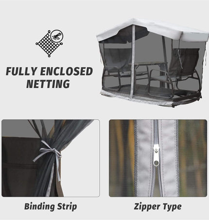 Alora 4 - Seat Outdoor Aluminum Patio Swing Glider Bench With Canopy (SAK41726) - Outdoor Furniture Sets | Patioza