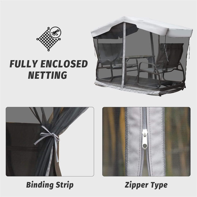 Alora 4 - Seat Outdoor Aluminum Patio Swing Glider Bench With Canopy (SAK41726) - Outdoor Furniture Sets | Patioza