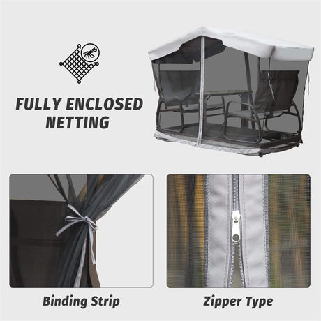 Alora 4 - Seat Outdoor Aluminum Patio Swing Glider Bench With Canopy (SAK41726) - Outdoor Furniture Sets | Patioza