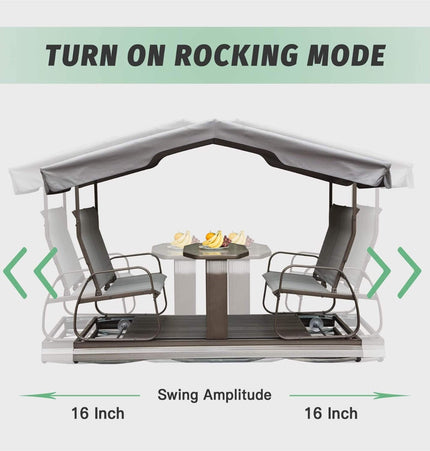 Alora 4 - Seat Outdoor Aluminum Patio Swing Glider Bench With Canopy (SAK41726) - Outdoor Furniture Sets | Patioza