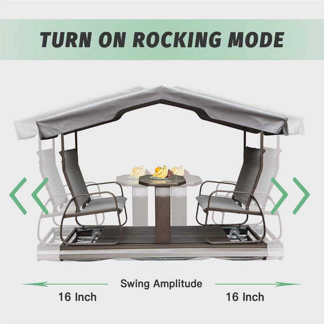 Alora 4 - Seat Outdoor Aluminum Patio Swing Glider Bench With Canopy (SAK41726) - Outdoor Furniture Sets | Patioza
