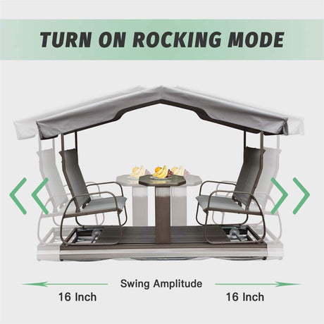 Alora 4 - Seat Outdoor Aluminum Patio Swing Glider Bench With Canopy (SAK41726) - Outdoor Furniture Sets | Patioza