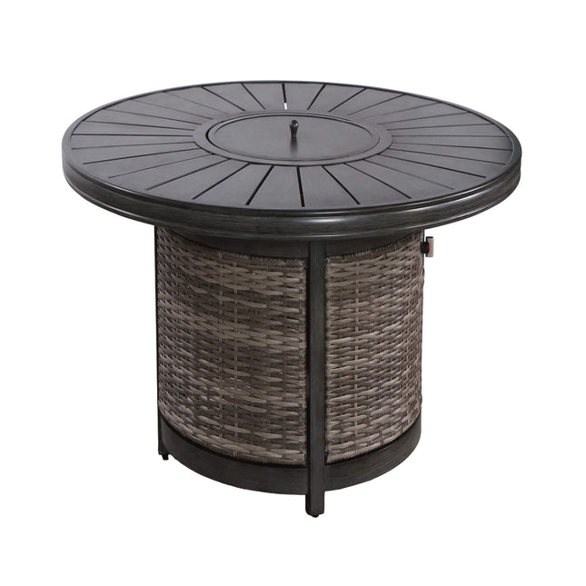 Alora 52 - Inch Propane Fire Pit Wicker Table With Aluminum Top (SAK28510) - Fire Pits | Patioza